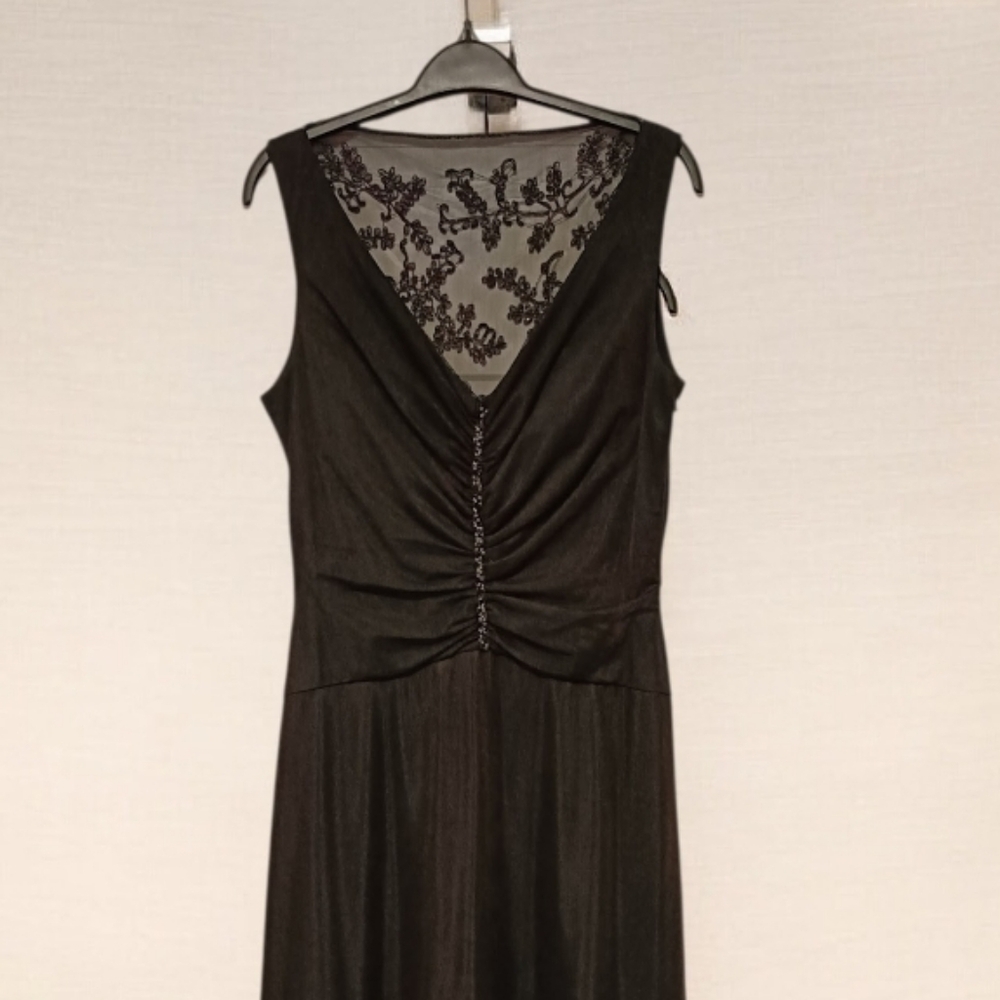 M🖤Evening Prom Cocktail Elegant Black Maxi Dress with Back Lace 🖤 Goth Emu - Picture 8 of 11